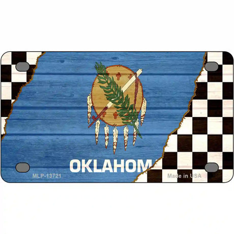 Oklahoma Racing Flag Novelty Metal License Plate Tag 4" x 2.2" (MLP)