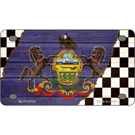 Pennsylvania Racing Flag Novelty Metal License Plate Tag 4" x 2.2" (MLP)