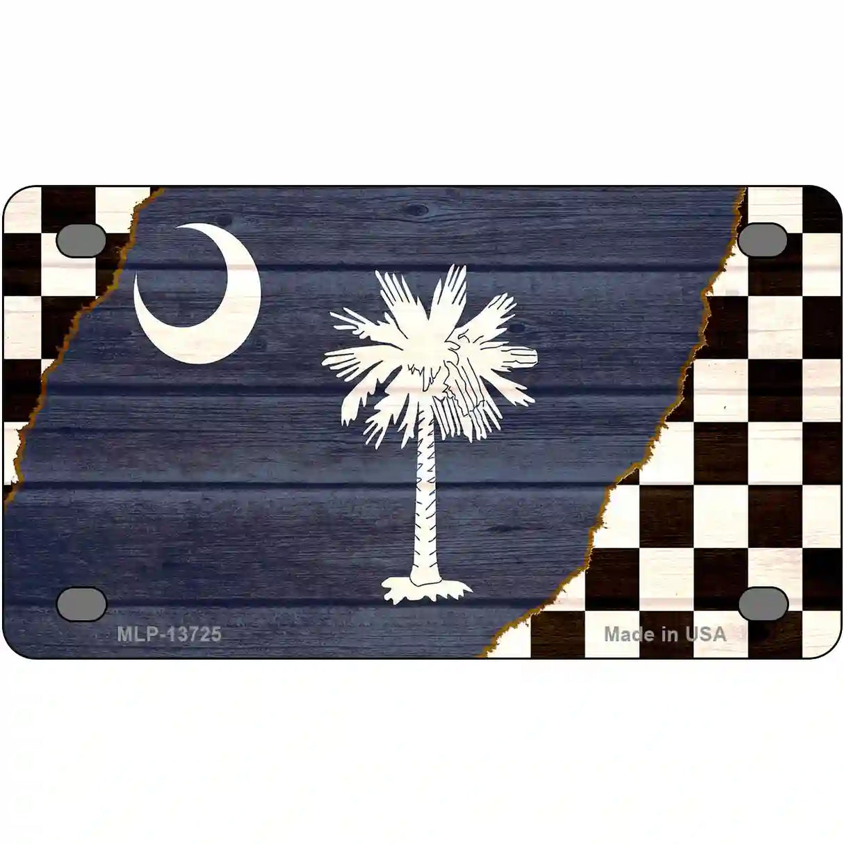 South Carolina Racing Flag Novelty Metal License Plate Tag 4" x 2.2" (MLP)