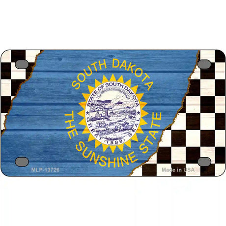 South Dakota Racing Flag Novelty Metal License Plate Tag 4" x 2.2" (MLP)