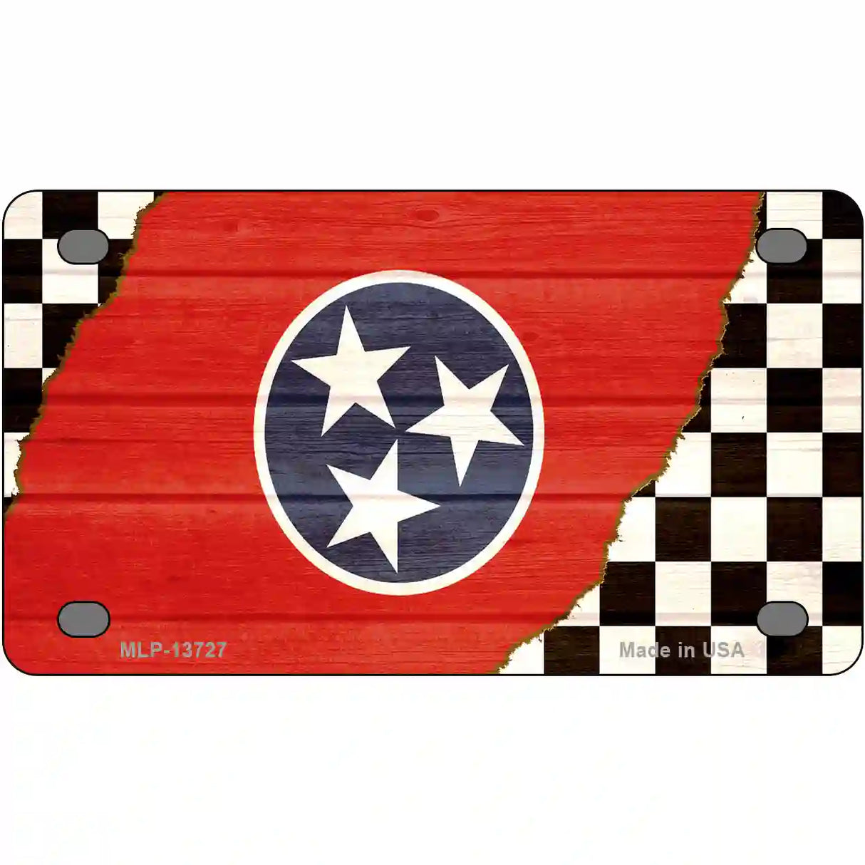 Tennessee Racing Flag Novelty Metal License Plate Tag 4" x 2.2" (MLP)