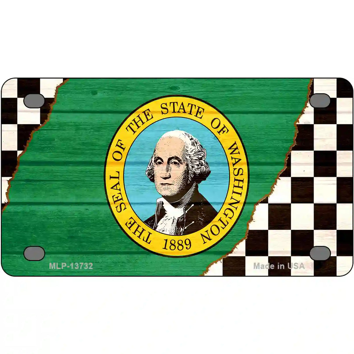 Washington Racing Flag Novelty Metal License Plate Tag 4" x 2.2" (MLP)