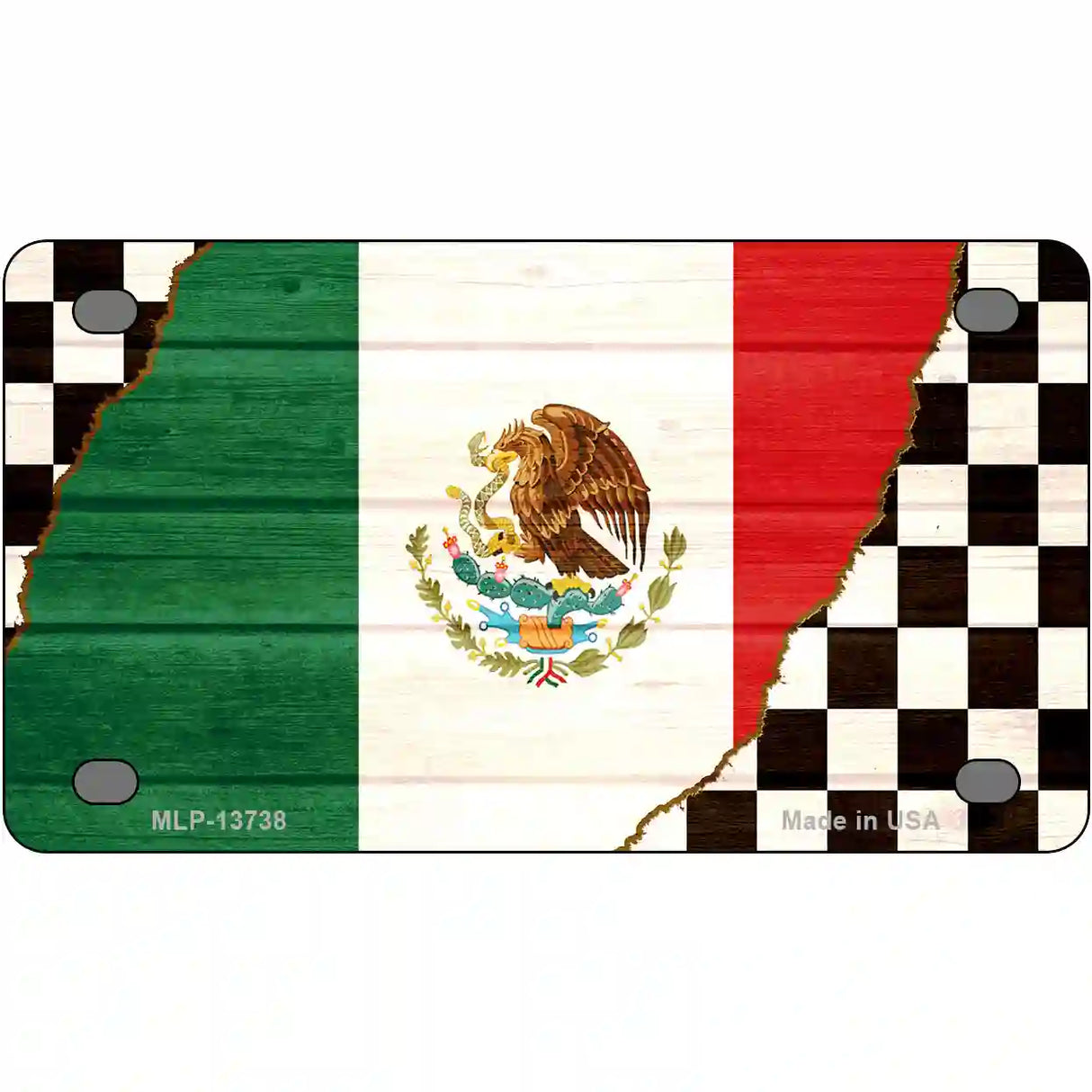 Mexico Racing Flag Novelty Metal License Plate Tag 4" x 2.2" (MLP)