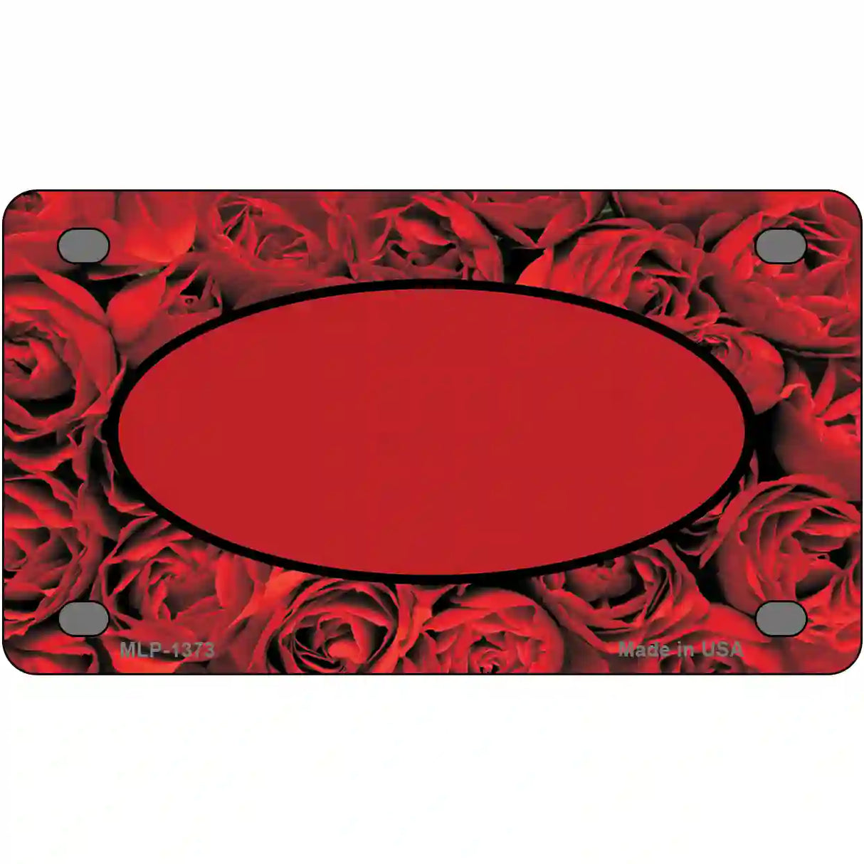 Red Roses With Red Center Oval Metal Novelty License Plate 4" x 2.2" (MLP)