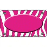 Hot Pink White Zebra Center Oval Metal Novelty License Plate