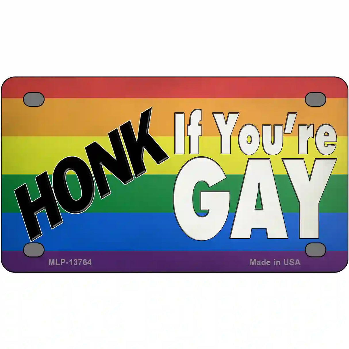 Honk If Youre Gay Novelty Metal License Plate Tag 4" x 2.2" (MLP)