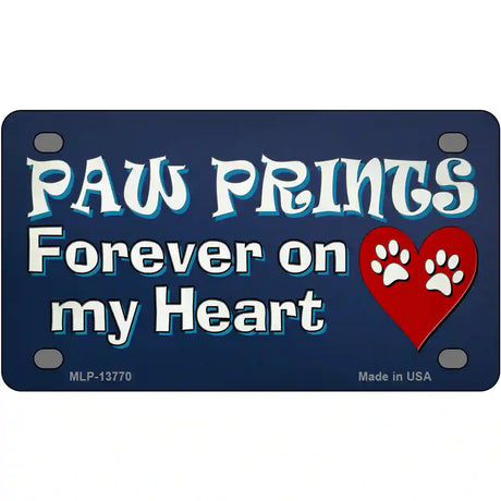 Paw Prints On My Heart Novelty Metal License Plate Tag 4" x 2.2" (MLP)