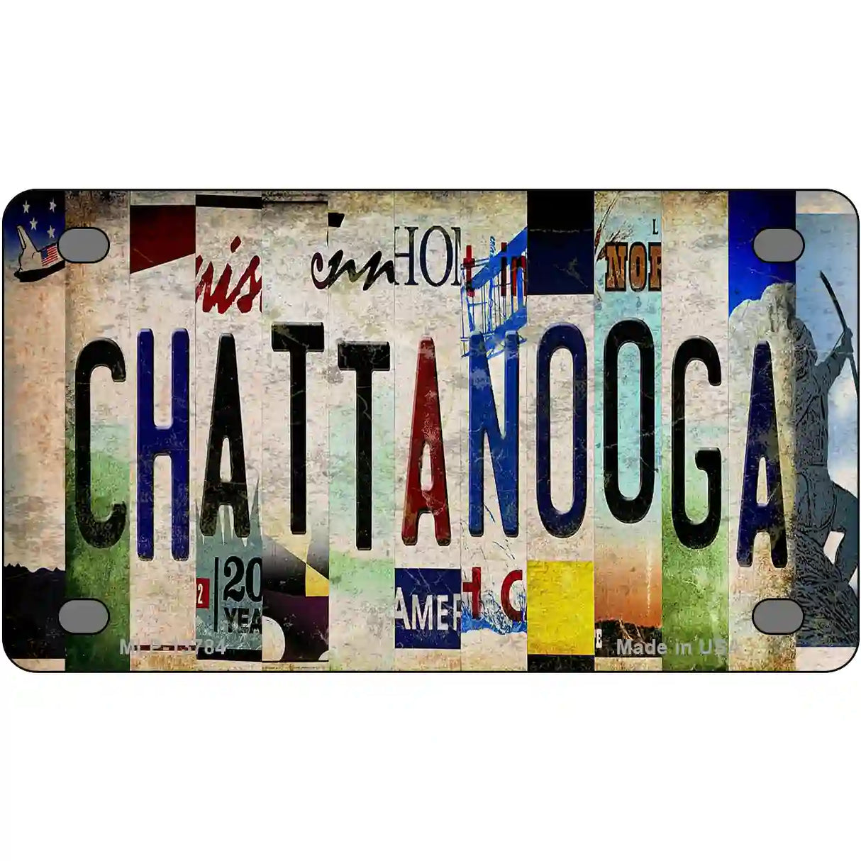 Chattanooga Strip Art Novelty Metal License Plate Tag 4" x 2.2" (MLP)