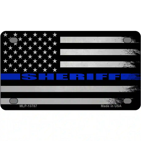 Sheriff Blue Flag Novelty Metal License Plate Tag 4" x 2.2" (MLP)