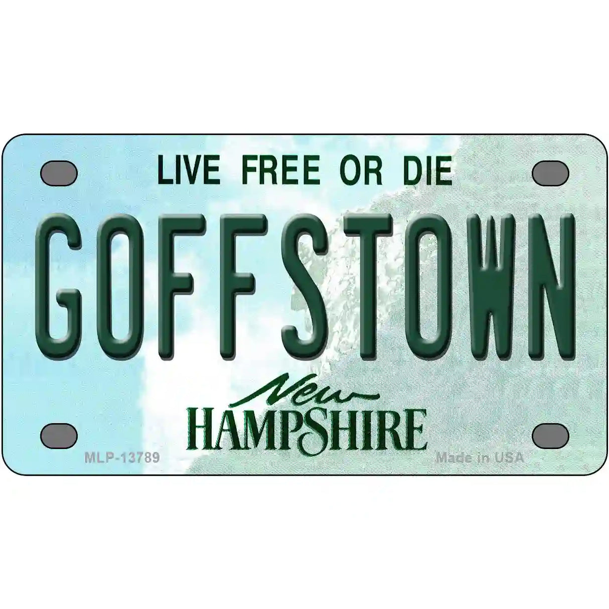 Goffstown New Hampshire Novelty Metal License Plate Tag 4" x 2.2" (MLP)