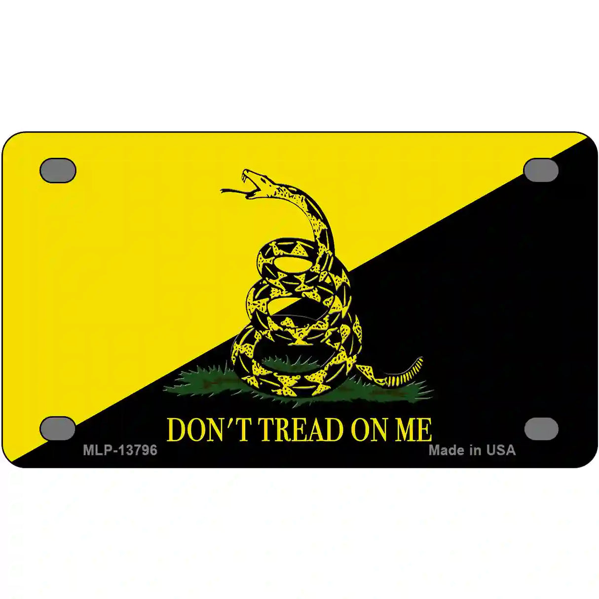 Dont Tread On Me Yellow|Black Novelty Metal License Plate 4" x 2.2" (MLP)