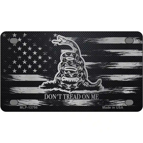 Dont Tread On Me Distressed Carbon Fiber Flag Novelty Metal License Plate 4" x 2.2" (MLP)