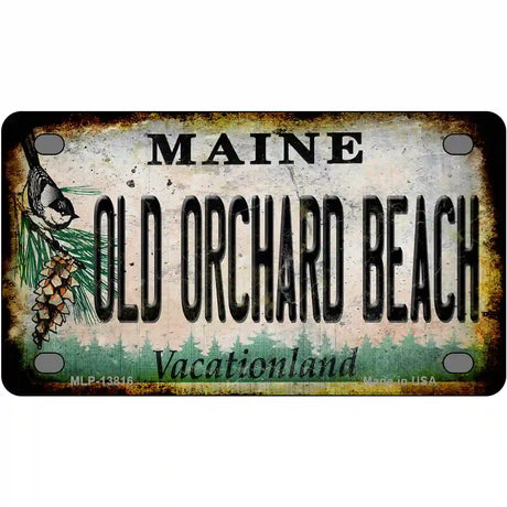 Old Orchard Beach Maine Rusty Novelty Metal License Plate Tag 4" x 2.2" (MLP)