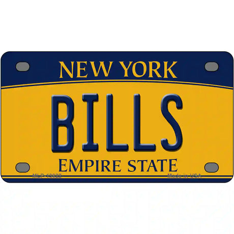 Bills New York Yellow Novelty Metal License Plate Tag 4" x 2.2" (MLP)