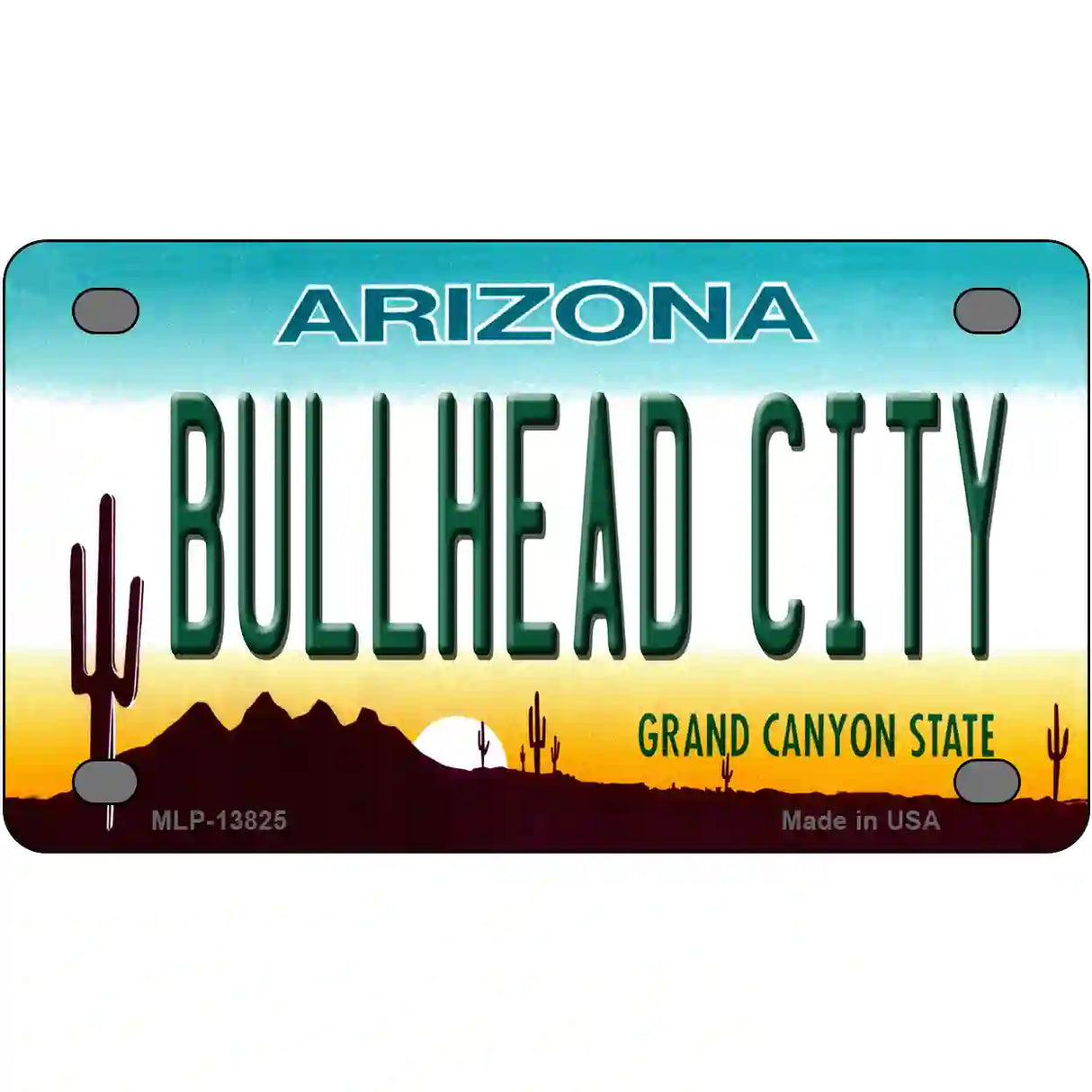 Bullhead City Arizona Novelty Metal License Plate Tag 4" x 2.2" (MLP)