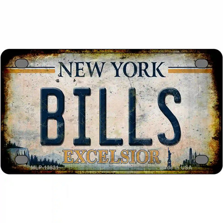 Bills Excelsior New York Rusty Novelty Metal License Plate Tag 4" x 2.2" (MLP)