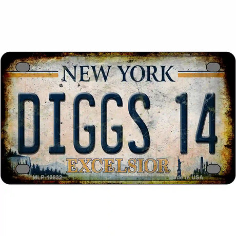 Diggs 14 Excelsior New York Rusty Novelty Metal License Plate Tag 4" x 2.2" (MLP)