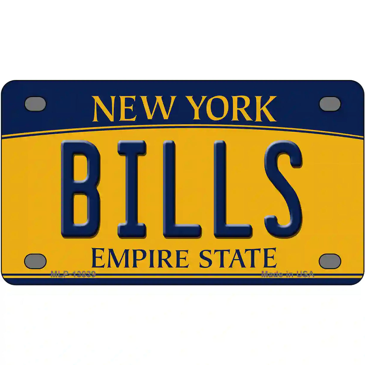 Bills NY Yellow Novelty Metal License Plate Tag 4" x 2.2" (MLP)