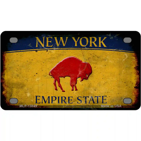 Red Buffalo NY Yellow Rusty Novelty Metal License Plate Tag 4" x 2.2" (MLP)