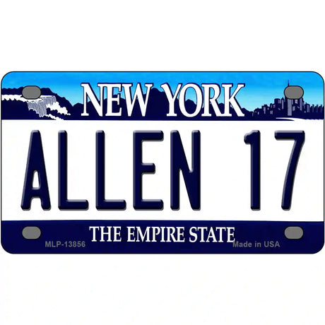 Allen 17 NY Blue Novelty Metal License Plate Tag 4" x 2.2" (MLP)