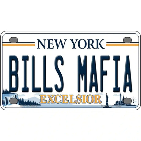 Bills Mafia NY Excelsior Novelty Metal License Plate Tag 4" x 2.2" (MLP)