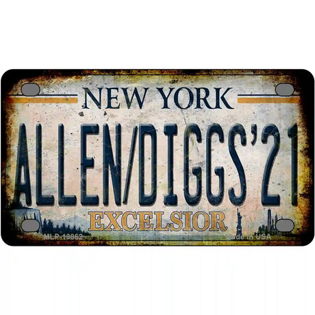 Allen Diggs 21 NY Excelsior Rusty Novelty Metal License Plate Tag 4" x 2.2" (MLP)