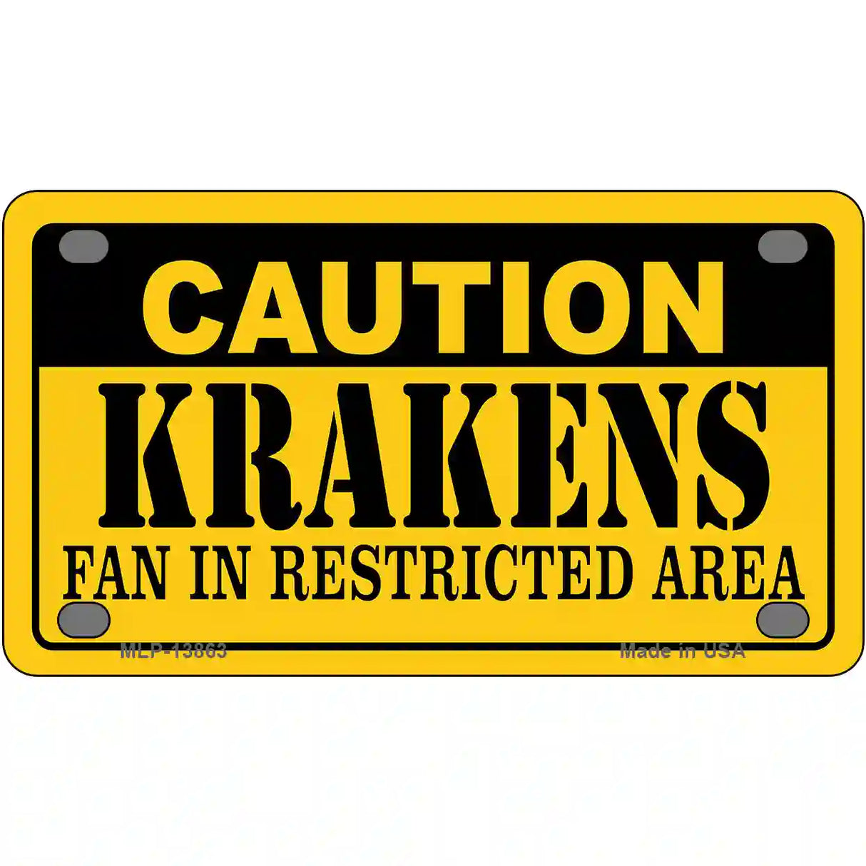 Caution Krakens Novelty Metal License Plate Tag 4" x 2.2" (MLP)