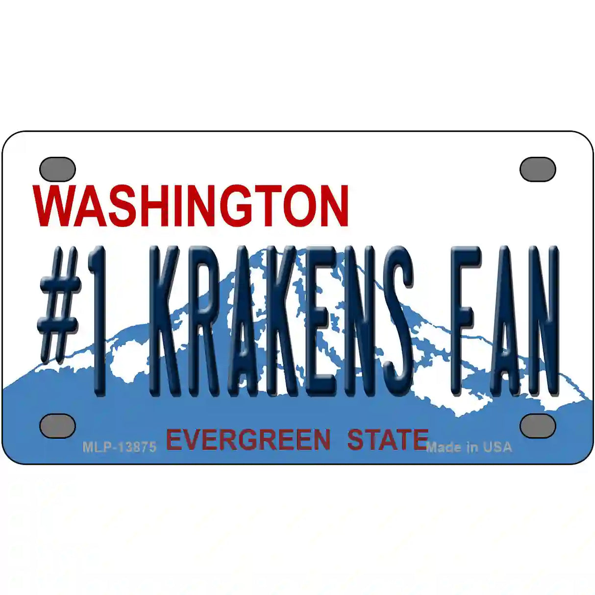 Number 1 Krakens Fan Washington Novelty Metal License Plate Tag 4" x 2.2" (MLP)