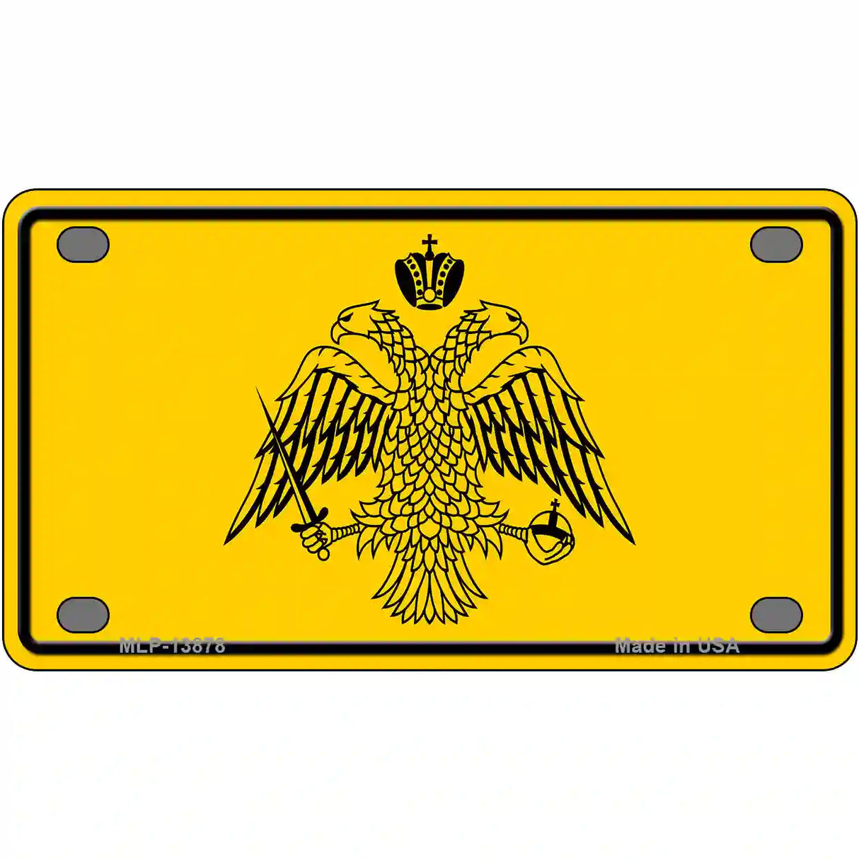 Byzantine Empire Flag Yellow Novelty Metal License Plate Tag 4" x 2.2" (MLP)