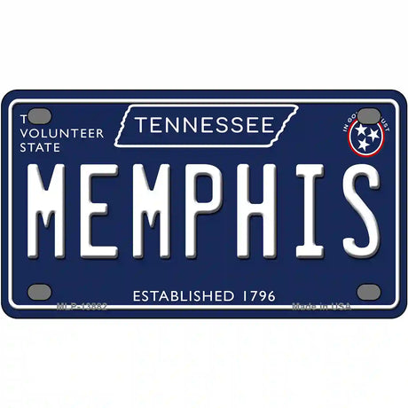 Memphis Tennessee Blue Novelty Metal License Plate Tag 4" x 2.2" (MLP)