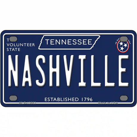 Nashville Tennessee Blue Novelty Metal License Plate Tag 4" x 2.2" (MLP)