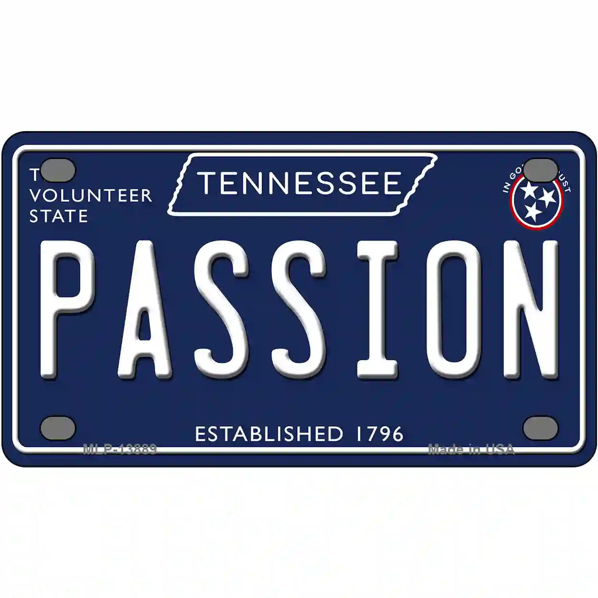 Passion Tennessee Blue Novelty Metal License Plate Tag 4" x 2.2" (MLP)