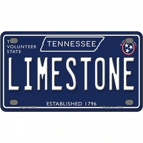 Limestone Tennessee Blue Novelty Metal License Plate Tag 4" x 2.2" (MLP)