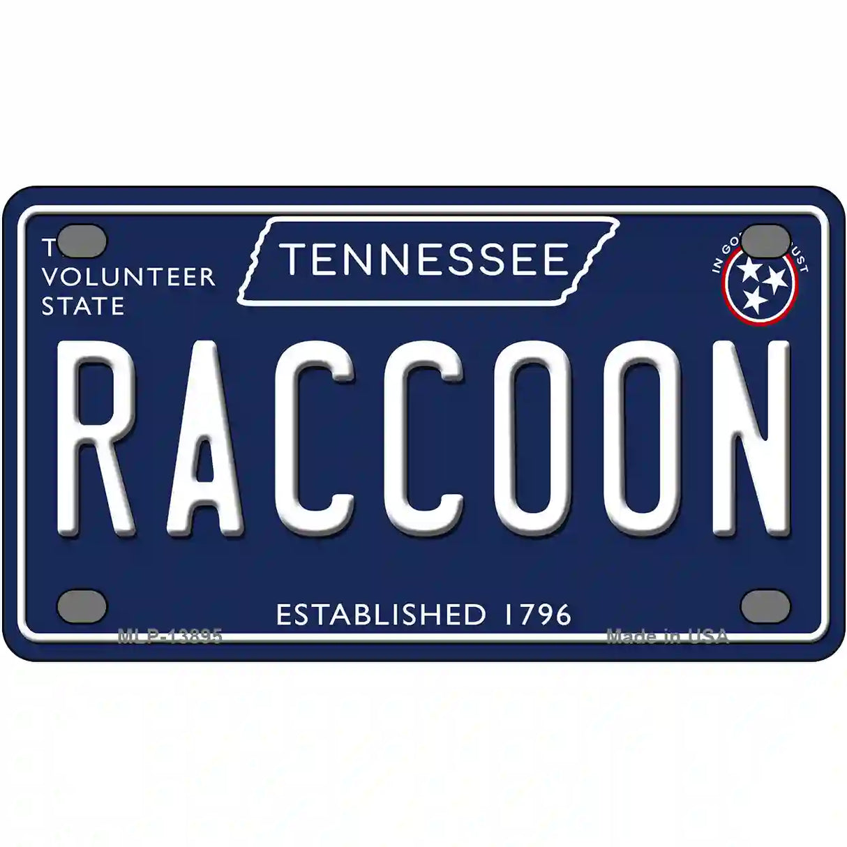 Raccoon Tennessee Blue Novelty Metal License Plate Tag 4" x 2.2" (MLP)