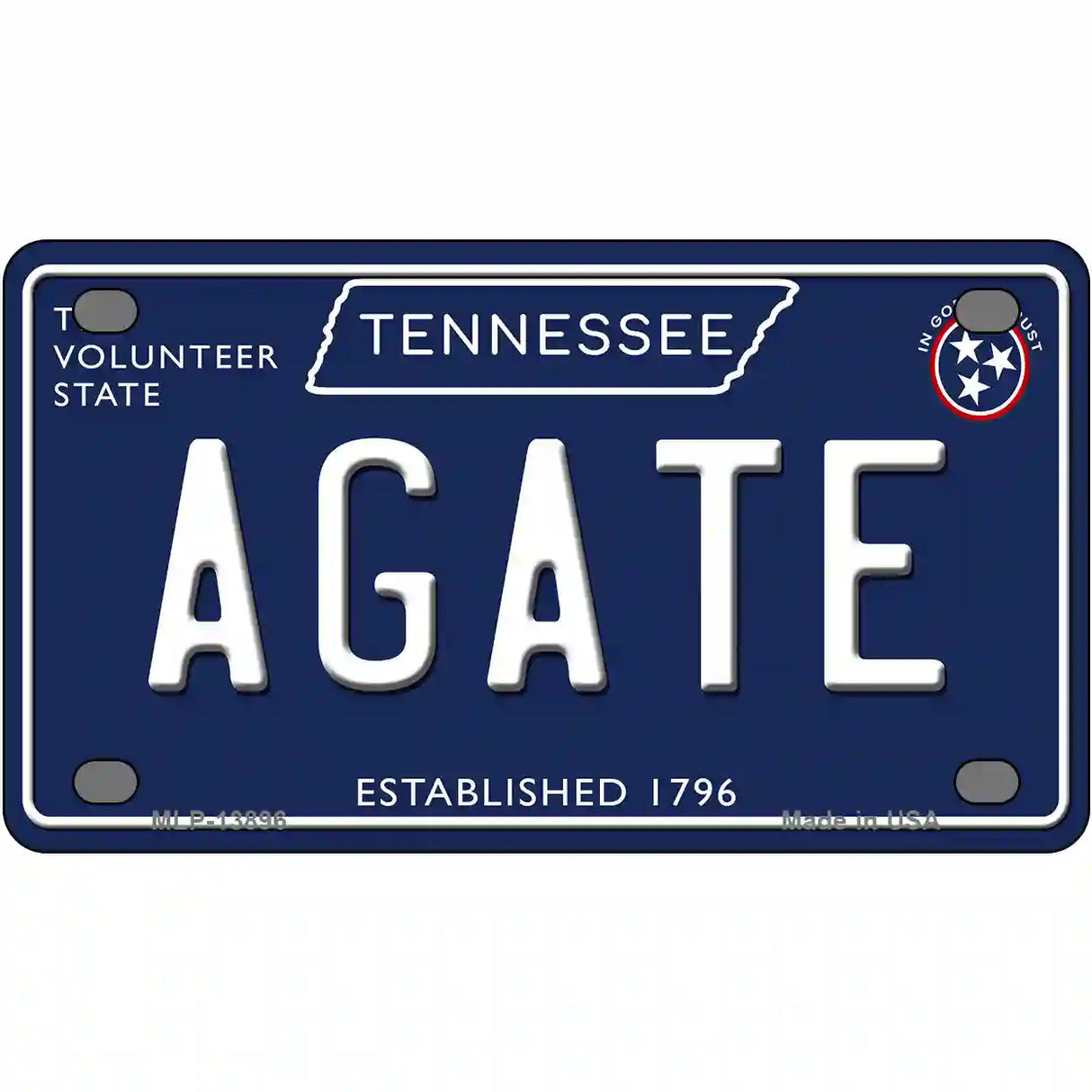 Agate Tennessee Blue Novelty Metal License Plate Tag 4" x 2.2" (MLP)