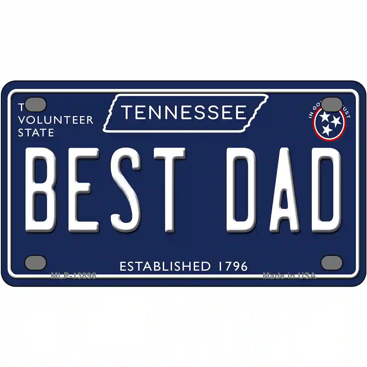 Best Dad Tennessee Blue Novelty Metal License Plate Tag 4" x 2.2" (MLP)