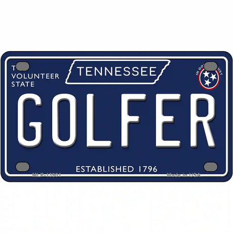 Golfer Tennessee Blue Novelty Metal License Plate Tag 4" x 2.2" (MLP)