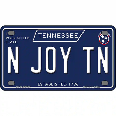 N Joy TN Tennessee Blue Novelty Metal License Plate Tag 4" x 2.2" (MLP)