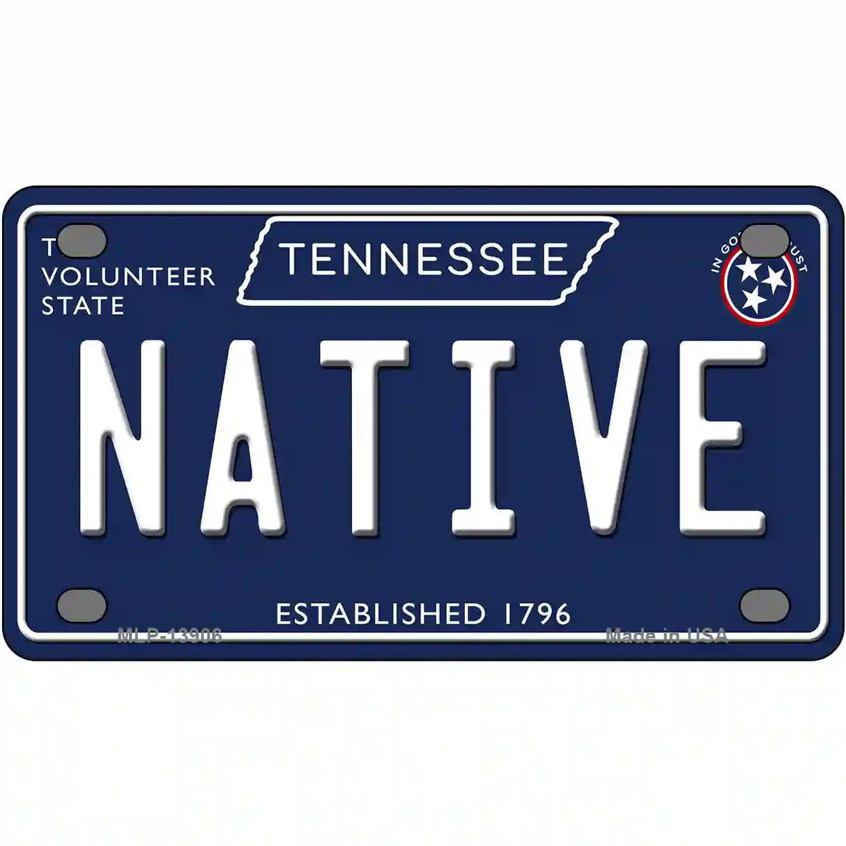 Native Tennessee Blue Novelty Metal License Plate Tag 4" x 2.2" (MLP)