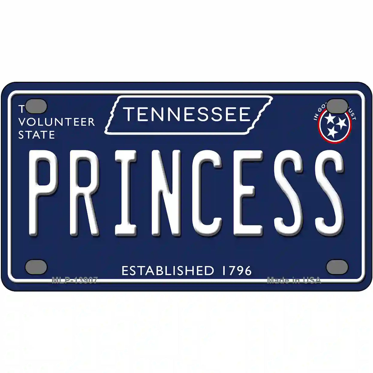 Princess Tennessee Blue Novelty Metal License Plate Tag 4" x 2.2" (MLP)