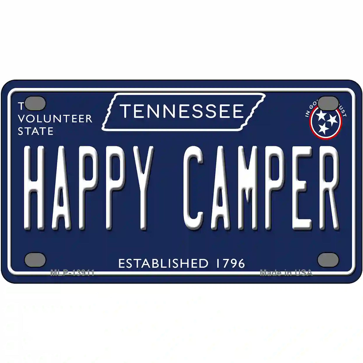 Happy Camper Tennessee Blue Novelty Metal License Plate Tag 4" x 2.2" (MLP)