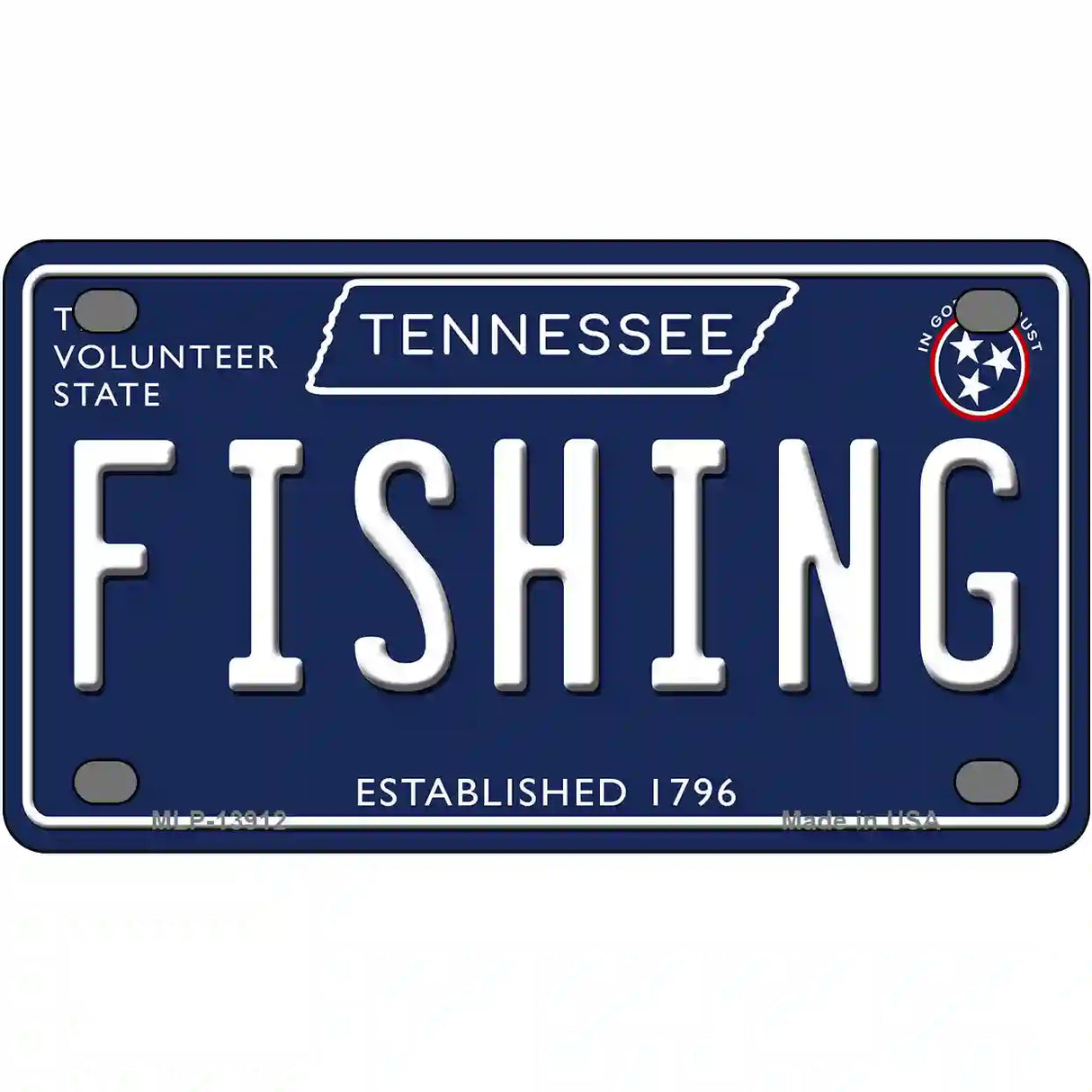 Fishing Tennessee Blue Novelty Metal License Plate Tag 4" x 2.2" (MLP)