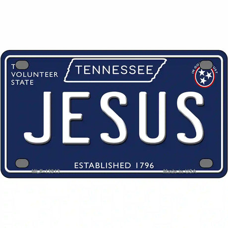 Jesus Tennessee Blue Novelty Metal License Plate Tag 4" x 2.2" (MLP)