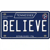 Believe Tennessee Blue Novelty Metal License Plate Tag 4" x 2.2" (MLP)