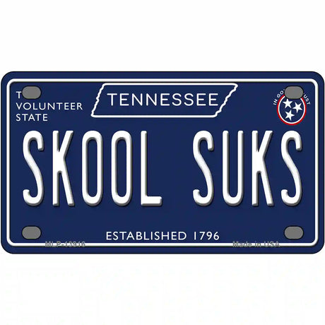 Skool Suks Tennessee Blue Novelty Metal License Plate Tag 4" x 2.2" (MLP)