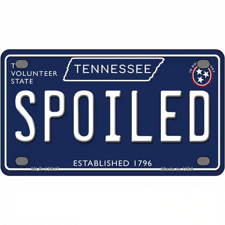 Spoiled Tennessee Blue Novelty Metal License Plate Tag 4" x 2.2" (MLP)