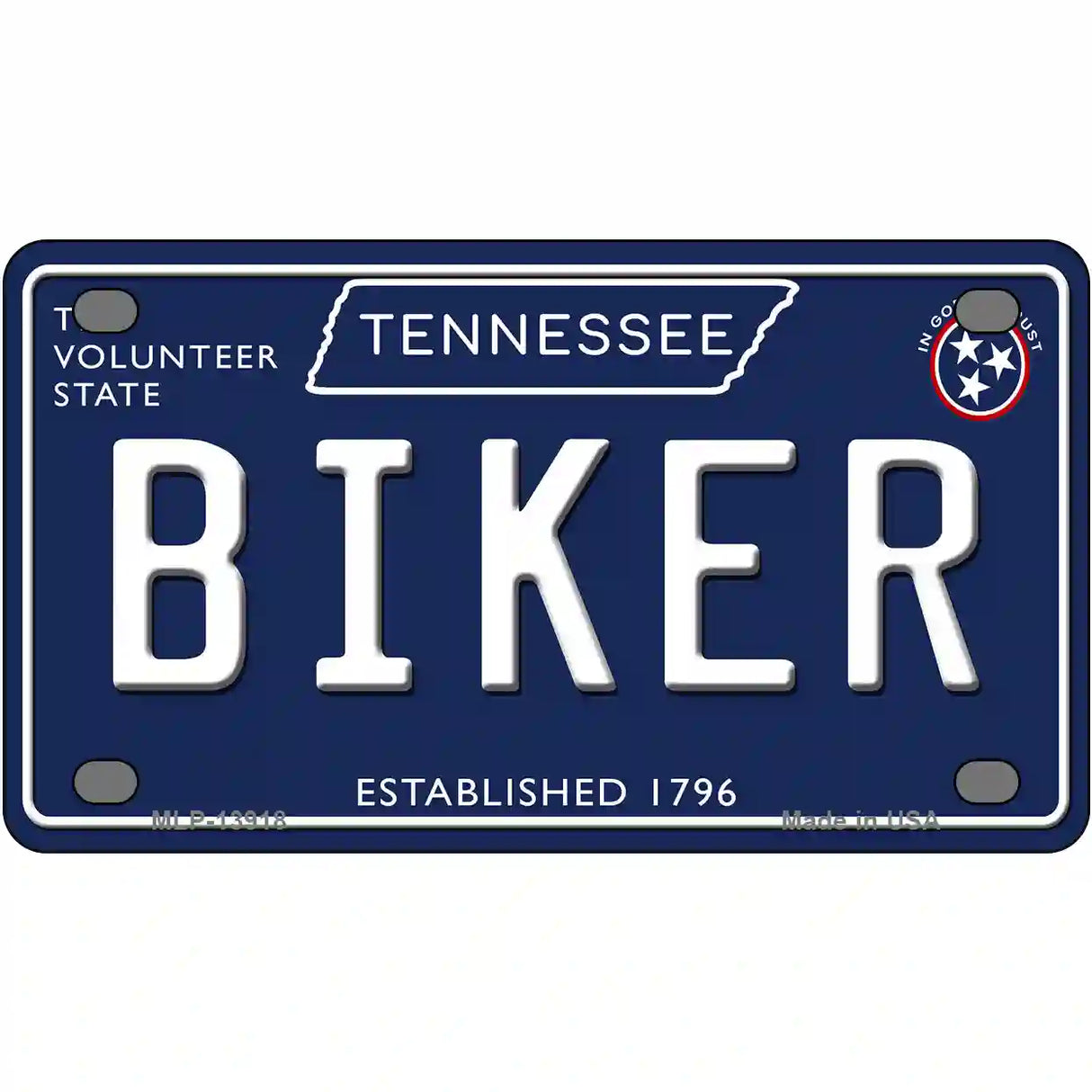 Biker Tennessee Blue Novelty Metal License Plate Tag 4" x 2.2" (MLP)