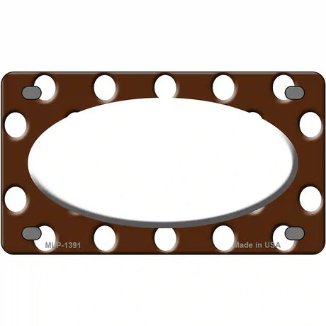 White Brown Polka Dot Center Oval Metal Novelty License Plate 4" x 2.2" (MLP)