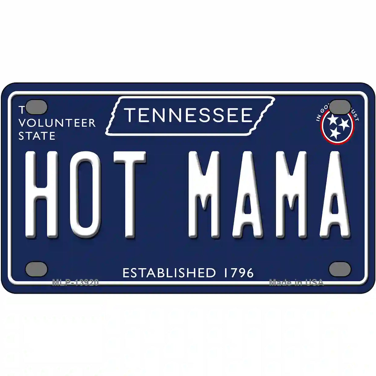 Hot Mama Tennessee Blue Novelty Metal License Plate Tag 4" x 2.2" (MLP)