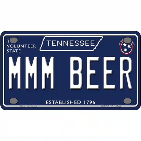 Mmm Beer Tennessee Blue Novelty Metal License Plate Tag 4" x 2.2" (MLP)